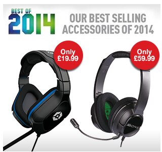 Best of 2014 Our best selling accessories of 2014 Gioteck HC2 Wire Headset Only £19.99 Turtle Beach Ear Force XO One Wireless Headest Only £59.99